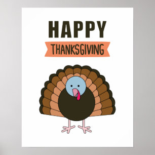 Kalkoen met Happy Thanksgiving Day - gelukkig fees Poster