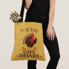 Kalkoen met 'In Alles Wees Dankbaar' Thanksgiving Tote Bag