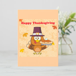 Kalkoen met Pompoentaart Prettig Thanksgivingdag Kaart