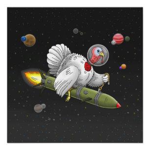 Kalkoen met raket op Thanksgiving vlucht Perfect Poster
