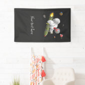 Kalkoen met ruimte raket spandoek (Insitu)