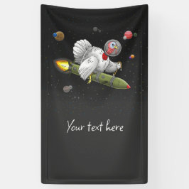 Kalkoen met ruimte raket spandoek