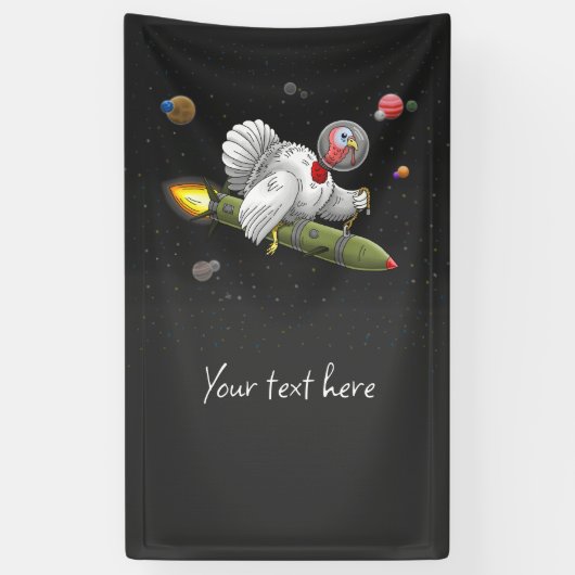 Kalkoen met ruimte raket spandoek (Verticaal)