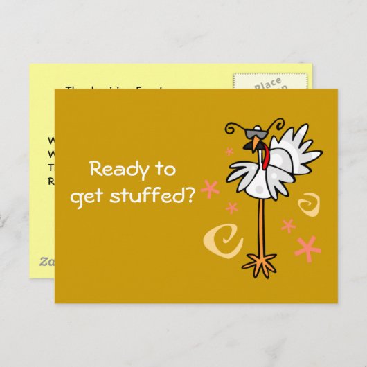 kalkoen met specs, klaar om gevuld te worden? uitnodiging briefkaart (Voorkant / Achterkant)