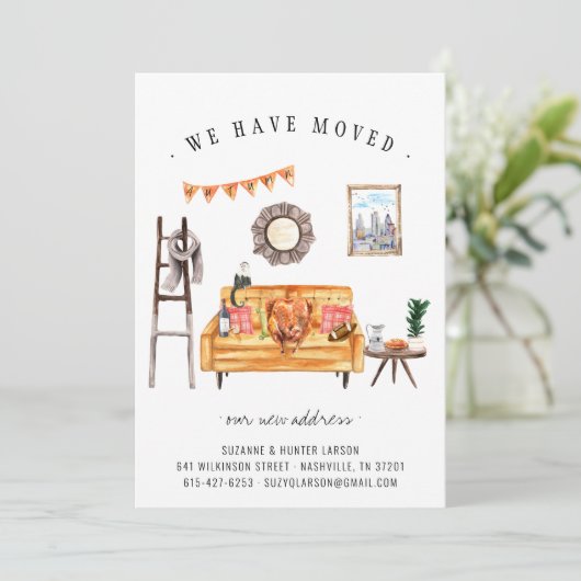 Kalkoen met Thanksgiving | Herfst Woonkamer Verhui Aankondiging (Staand voorkant)