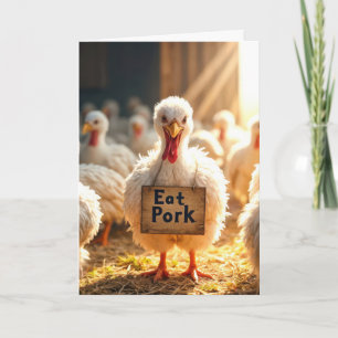 Kalkoen Met "Varkensvlees Eten" Bord Kaart