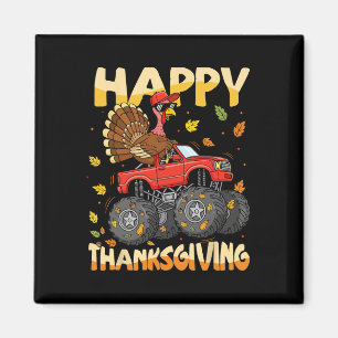 Kalkoen Monster Truck Thanksgiving Jongens Kindere Magneet