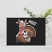 Kalkoen Moo Grappige Thanksgiving  Feestdagenkaart (Staand voorkant)