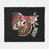Kalkoen Moo Grappige Thanksgiving Fleece Deken (Voorkant (Horizontaal))