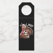 Kalkoen Moo Grappige Thanksgiving Flessenhanger (Voorkant)