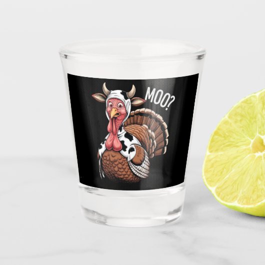 Kalkoen Moo Grappige Thanksgiving Shot Glas (Voorkant)