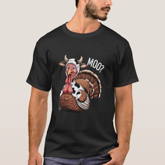 Kalkoen Moo Grappige Thanksgiving T-shirt (Voorkant)