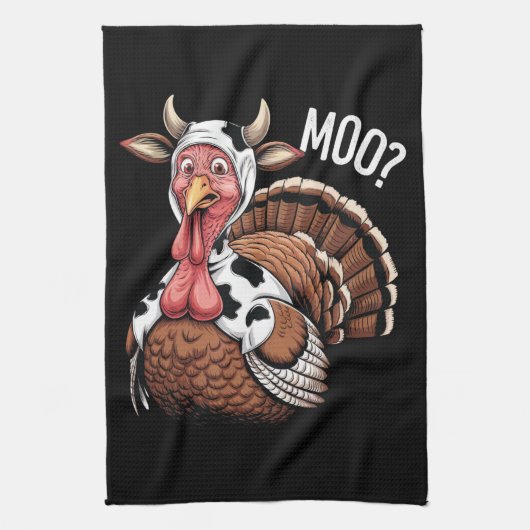 Kalkoen Moo Grappige Thanksgiving  Theedoek (Verticaal)