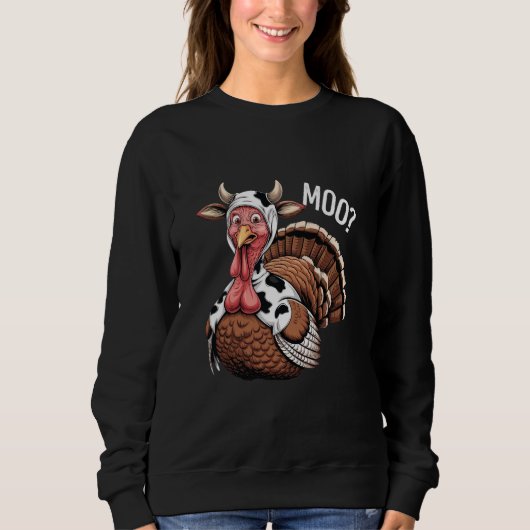 Kalkoen Moo Grappige Thanksgiving Trui (Voorkant)