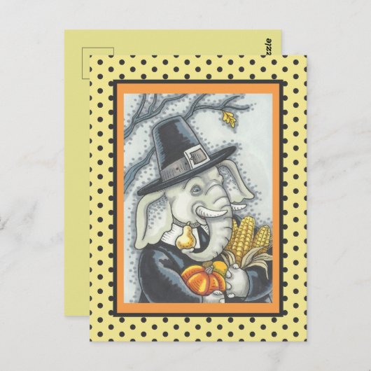 KALKOEN OLIFANT, DANKBARE PELGRIM OLIFANT BRIEFKAART (Voorkant / Achterkant)