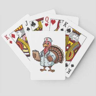 Kalkoen op een verpleegkundige operatiekamer verpl pokerkaarten