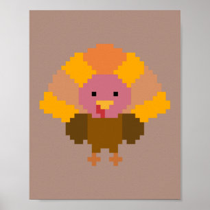 Kalkoen - Pixel Art Poster