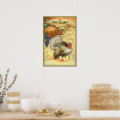 Kalkoen Pompoen Maïs Druiven Appel Hooiberg Poster (Keuken)