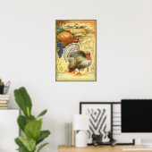 Kalkoen Pompoen Maïs Druiven Appel Hooiberg Poster (Thuiskantoor)