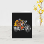 Kalkoen Rijden Motorfiets Thanksgiving Dag Cool Fa Kaart (Gele Bloem)