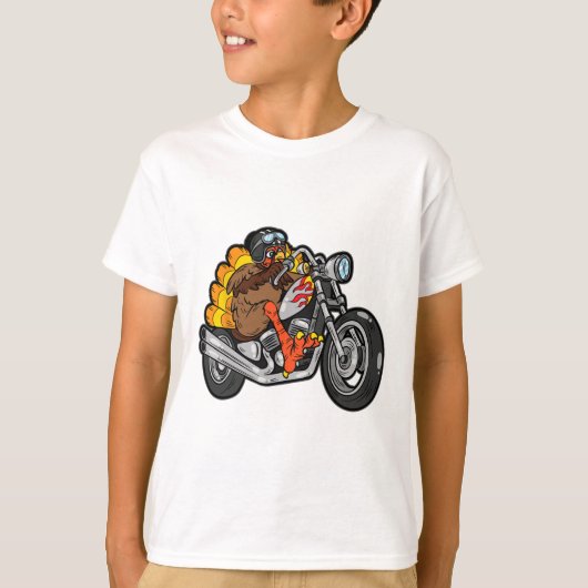 Kalkoen Rijden Motorfiets Thanksgiving Dag Cool Fa T-shirt (Voorkant)