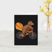 Kalkoen Rijfiets Dag Koele Thanksgiving A Kaart (Gele Bloem)