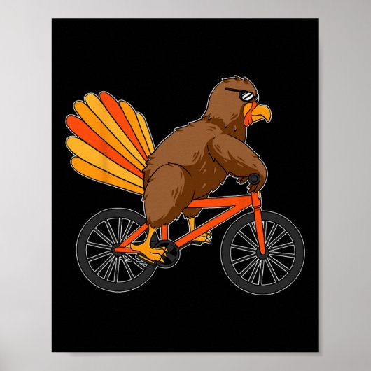 Kalkoen Rijfiets Dag Koele Thanksgiving A Poster (Voorkant)