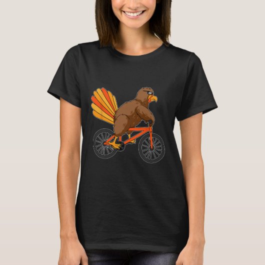 Kalkoen Rijfiets Dag Koele Thanksgiving A T-shirt (Voorkant)
