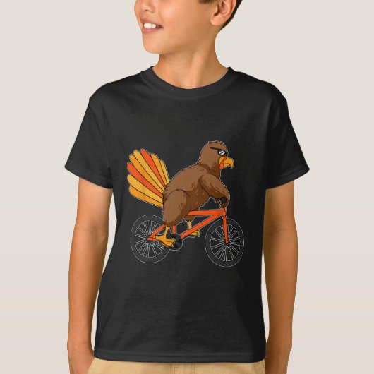 Kalkoen Rijfiets Dag Koele Thanksgiving A T-shirt (Voorkant)