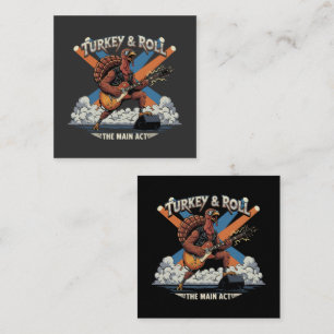 Kalkoen & Roll Grappige Thanksgiving Rocker Gitaar Vierkante Visitekaartje