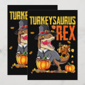 Kalkoen-saurus Rex Dab Kalkoen TRex Dinosaur Dankz Kaart (Voorkant / Achterkant)