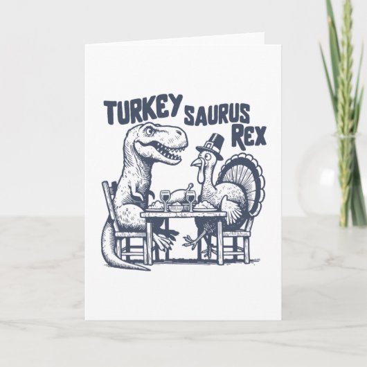 Kalkoen Saurus Rex Grappige Dinosaur T-rex Kalkoen Kaart (Voorkant)