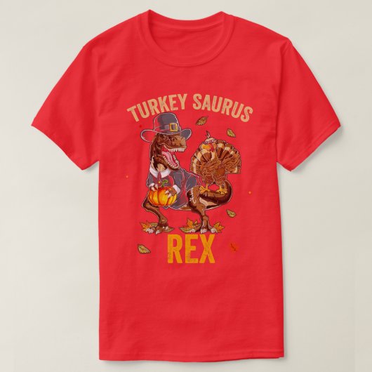 Kalkoen Saurus Rex Grappige Dinosaurus TRex Thanks T-shirt (Design voorkant)