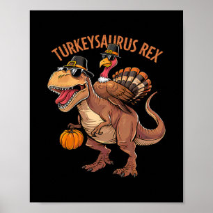 Kalkoen Saurus Rex Kalkoen Dino Thanksgiving Peute Poster