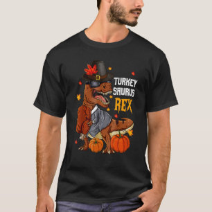 Kalkoen Saurus Rex Pelgrim Rex Herfst Stemming Dan T-shirt