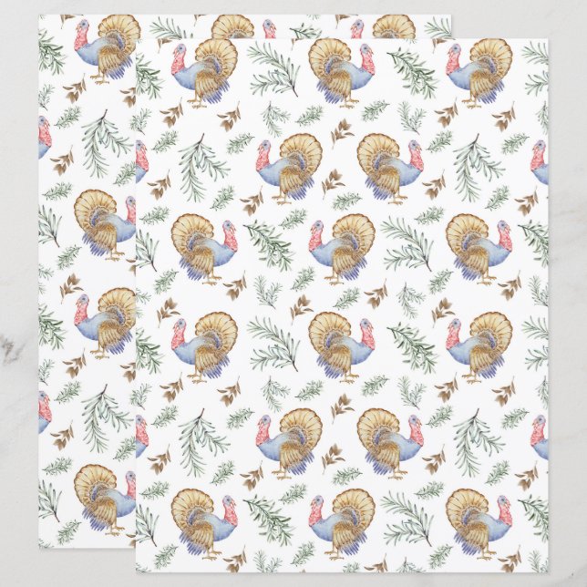 Kalkoen Scrapbook Papier (Voorkant / Achterkant)