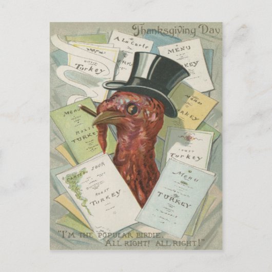 Kalkoen sigaar hoge hoed Thanksgiving menu (Voorkant)