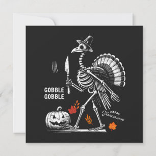 Kalkoen Skelet T-Shirt 'Gobble Gobble' Feestdagenkaart