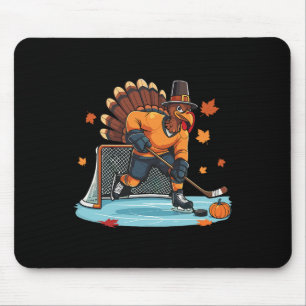 Kalkoen speelt ijshockey Thanksgiving-hockeyspel Muismat