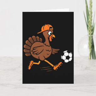 Kalkoen speelt voetbal Thanksgiving kalkoen kinder Kaart
