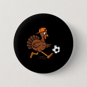 Kalkoen speelt voetbal Thanksgiving kalkoen kinder Ronde Button 5,7 Cm