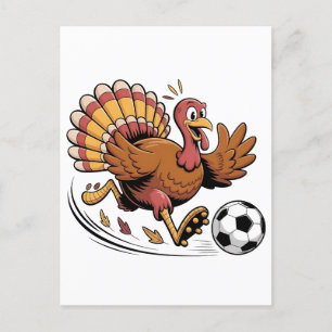 Kalkoen speelt voetbal Thanksgiving sportliefhebbe Aankondigingskaart
