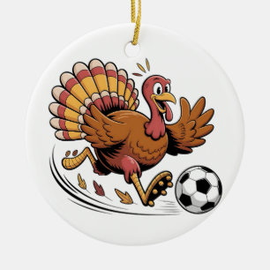 Kalkoen speelt voetbal Thanksgiving sportliefhebbe Keramisch Ornament