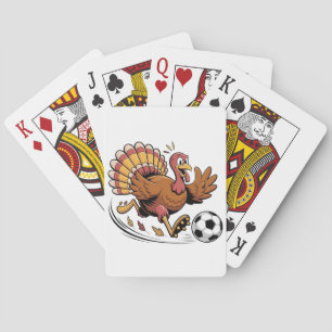 Kalkoen speelt voetbal Thanksgiving sportliefhebbe Pokerkaarten