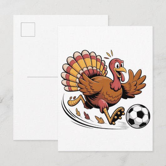Kalkoen speelt voetbal Thanksgiving sportliefhebbe Uitnodiging Briefkaart (Voorkant / Achterkant)