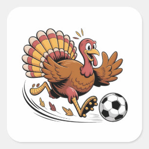 Kalkoen speelt voetbal Thanksgiving sportliefhebbe Vierkante Sticker