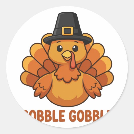 Kalkoen Sticker 'Gobble Gobble' (Voorkant)