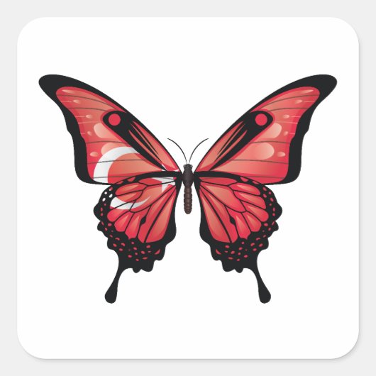 Kalkoen Swallowtail Vlinder Vlag Vierkante Sticker (Voorkant)