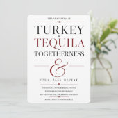 Kalkoen Tequila Samenkomst AF Thanksgiving Kaart (Staand voorkant)