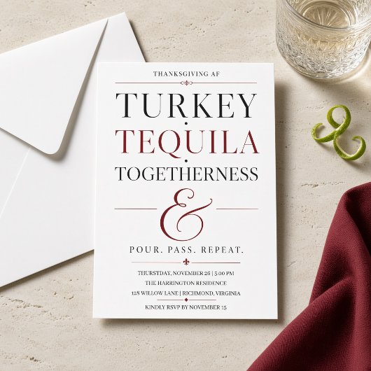 Kalkoen Tequila Samenkomst AF Thanksgiving Kaart